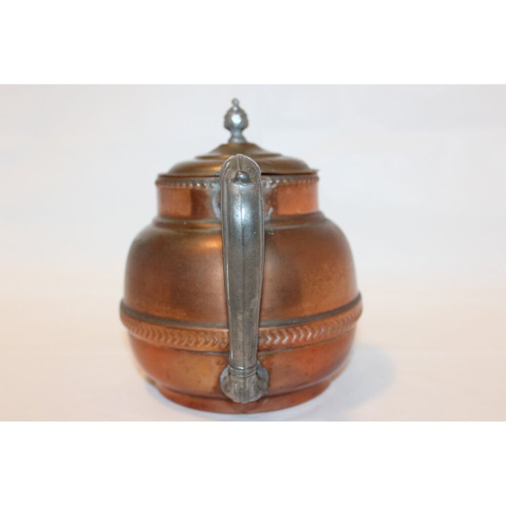 Vintage Copper & Pewter Teapot With Ornate Handle & Spout Hinged Lid Detached Co - Picture 4 of 14
